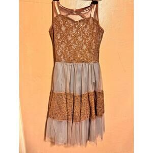 Curtain Call Size ALA Lyrical Dance Dress • Brown & Blue • Style E1743 •